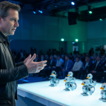 Jensen Huang presenta los Microducks en GTC Berlín: robots de código abierto entrenados con Nvidia